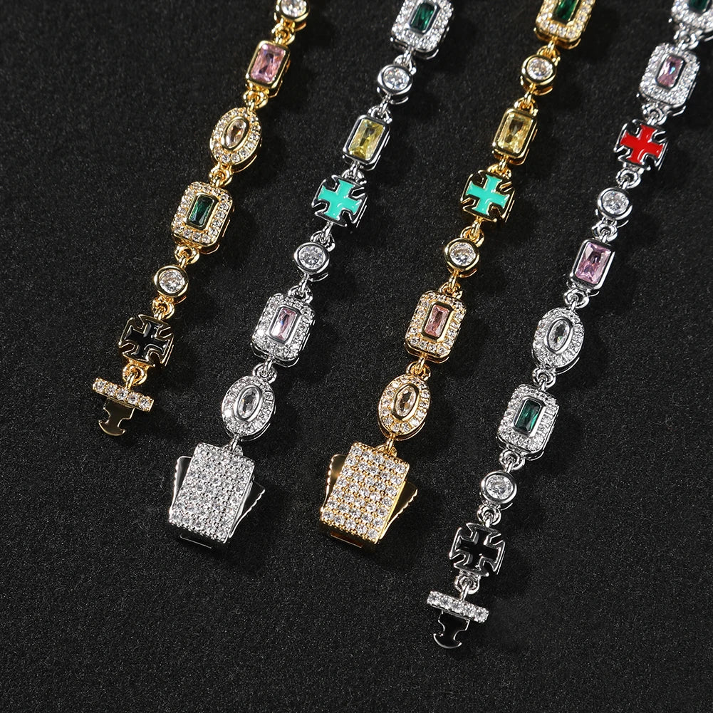 Colorful Cross and Gemstone Necklace