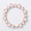 3pcs/set Pink Dripping Heart Stacking Bracelets for Women Girls Sweet Exquisite Jewelry Gift