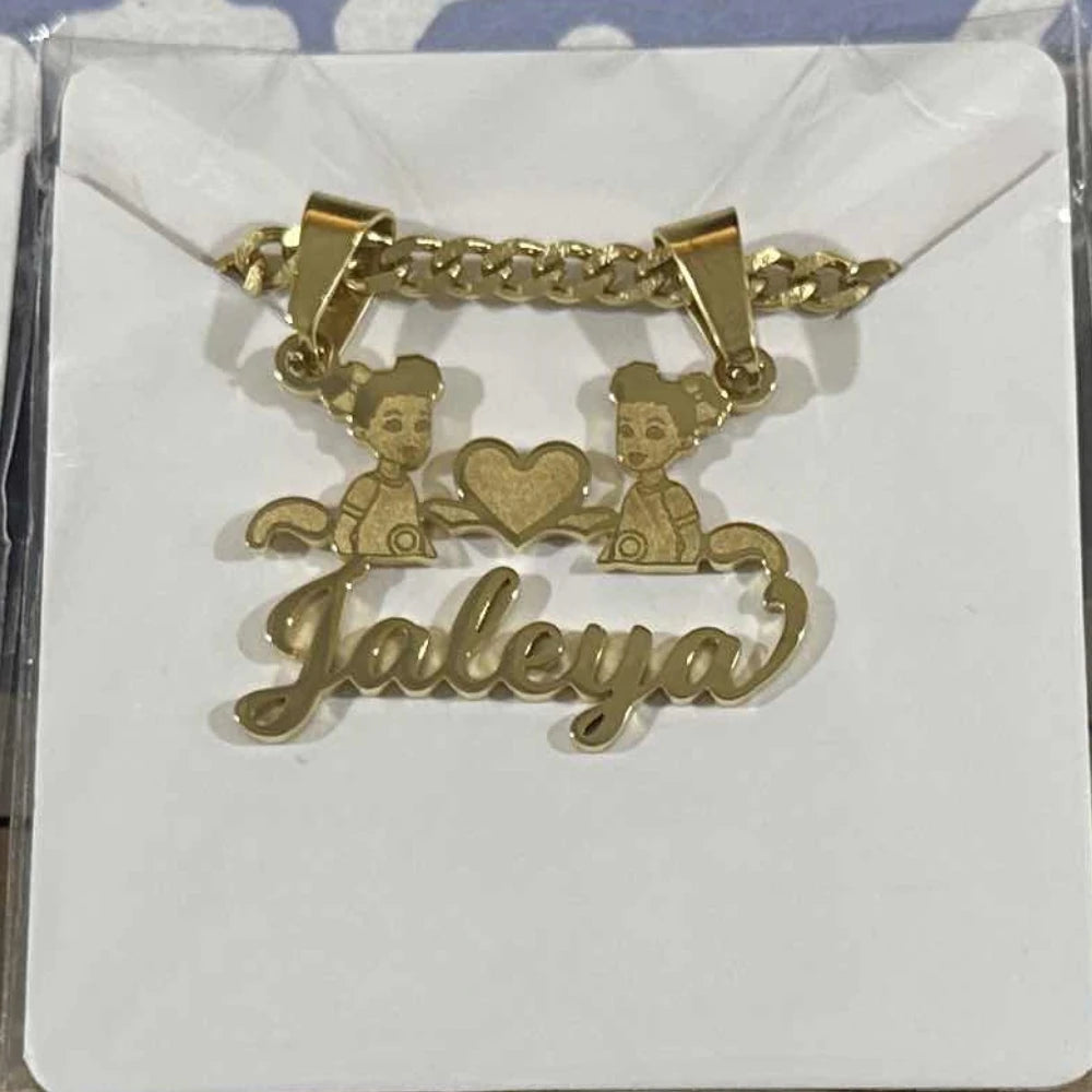 Custom TBird  Name Pendant Gold Nameplate Necklace