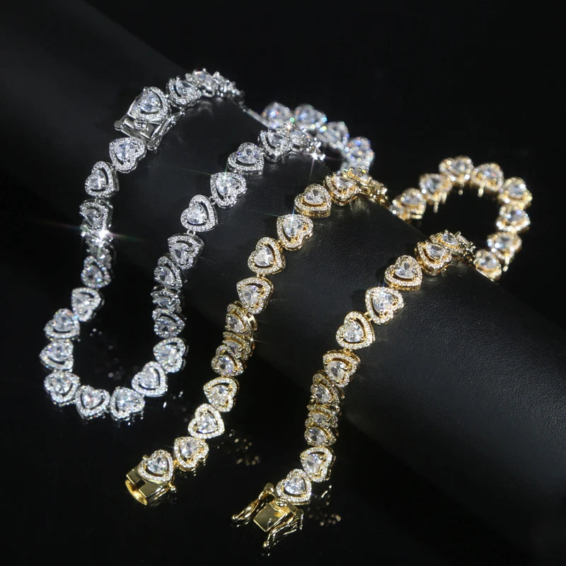 Heart Cluster Tennis Chain Choker Necklace