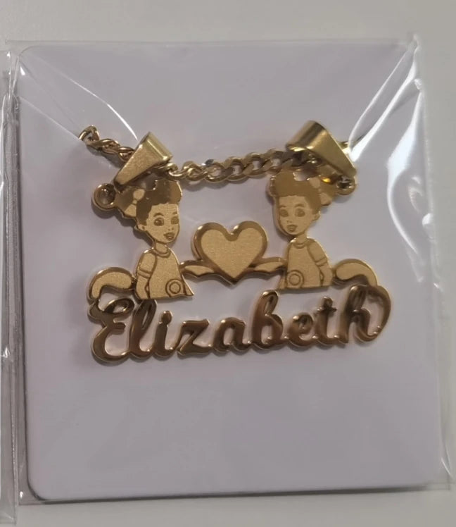 Custom TBird  Name Pendant Gold Nameplate Necklace