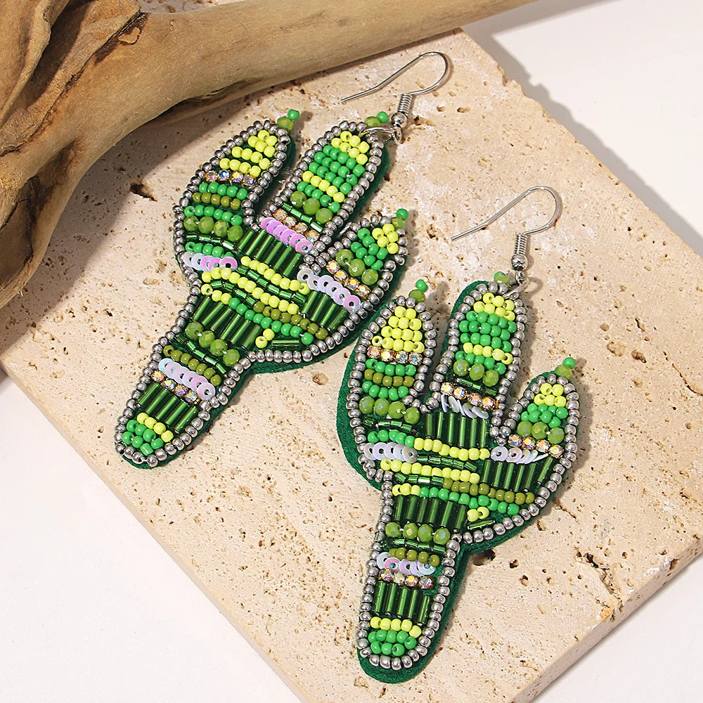 AENSOA Bohemian Starfish Lobster Conch Seed Bead Drop Earrings for Women Handmade Ocean Animal Earrings Summer Beach Jewelry