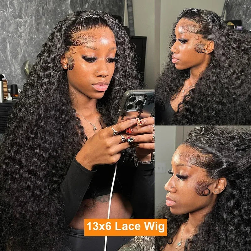 13x6 HD Lace Loose Deep Wave Frontal Wigs 42 Inch Deep Curly Lace Front Human Hair Wigs Preplucked Glueless Wig hUman Hair
