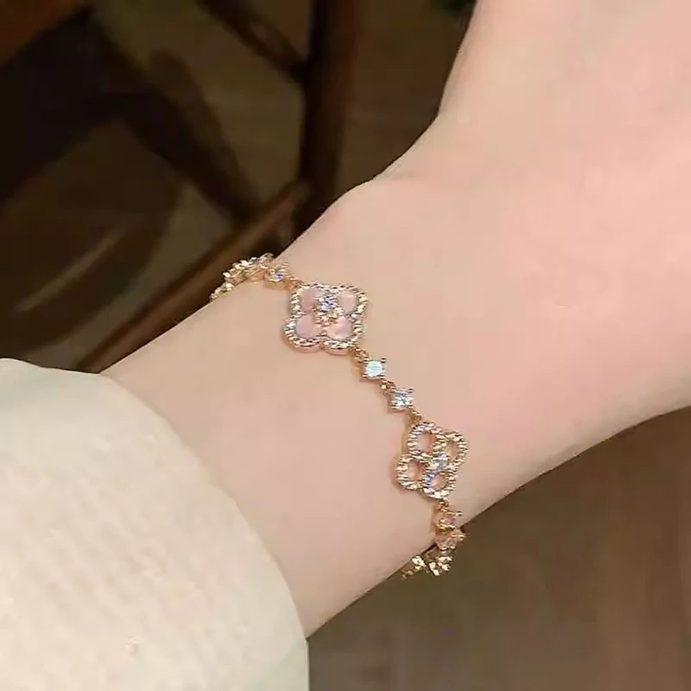Sweet pink flower bracelet, flower bracelet, friend's birthday gift