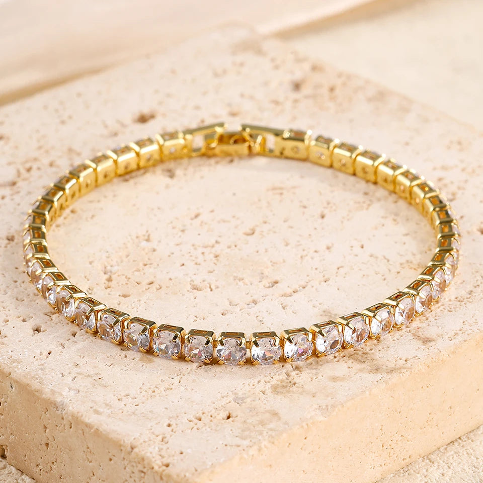 3/1pcs Black Heart Round CZ Tennis Bracelets Set for Women Men Shiny Stackable Jewelry