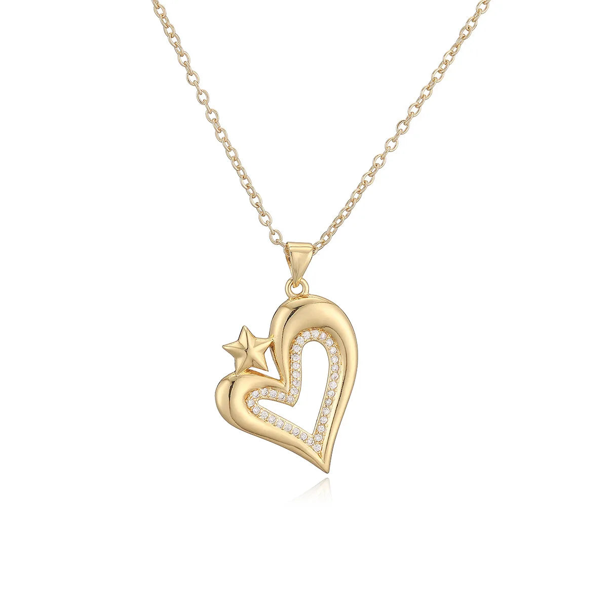 Mafisar Non-Fading Gold Color 316L Stainless Steel Party Jewelry Shiny AAA CZ Zircon Heart Pendants Necklaces For Women
