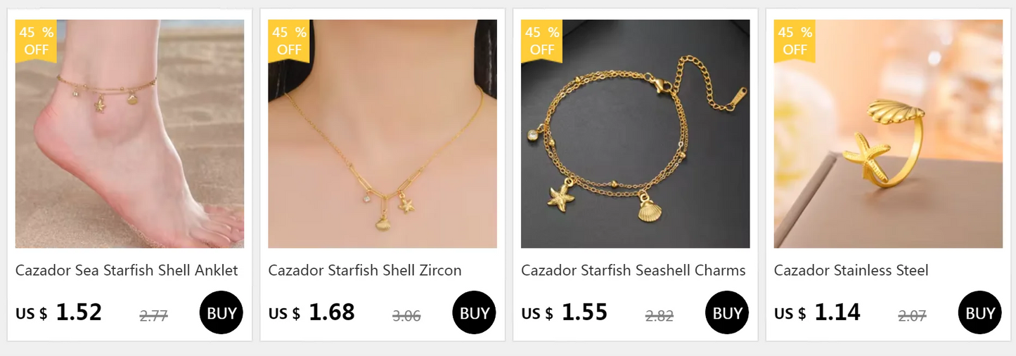 Cazador Starfish Seashell Charms Women's Bracelet Stainless Steel Summer Beach Jewelry Hand Bracelet Gift Trend 2025 Wholesale