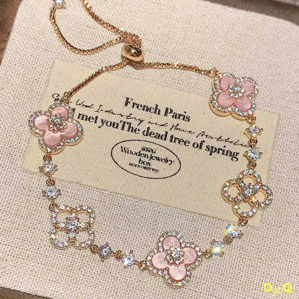 Sweet pink flower bracelet, flower bracelet, friend's birthday gift