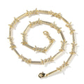 Thin Iced Barbed Wire  Link Chain Choker