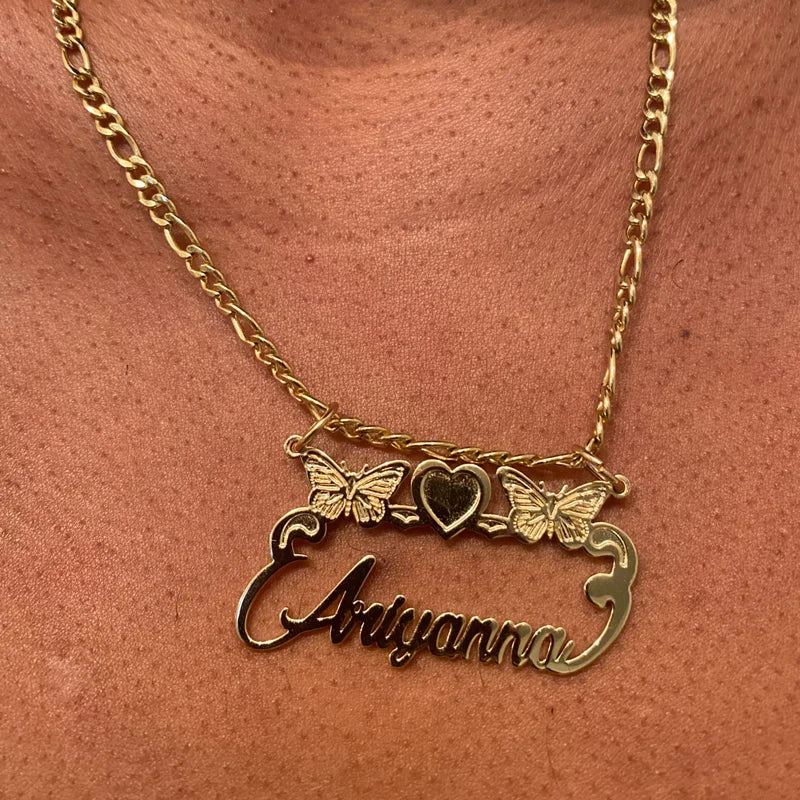 Custom TBird  Name Pendant Gold Nameplate Necklace
