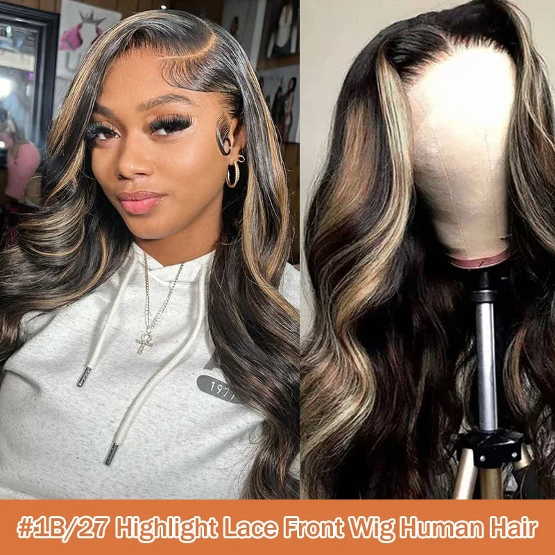 13x6 Balayage Highlight Ombre Body Wave Lace Front Wig