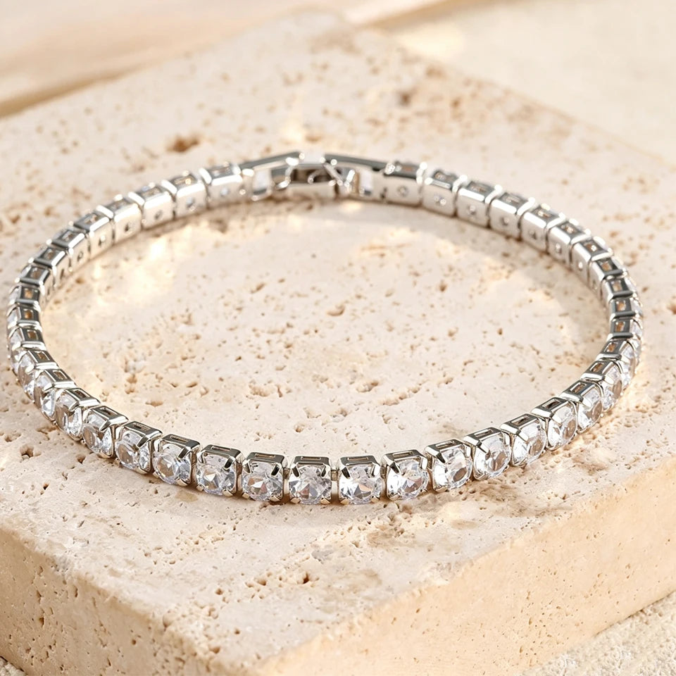 3/1pcs Black Heart Round CZ Tennis Bracelets Set for Women Men Shiny Stackable Jewelry