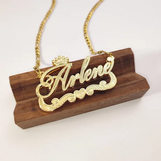 2025 Customized Name 3D Nameplate Necklace Personalized Letter Double layer Nameplate Jewelry Mother's Day Jewelry Gifts