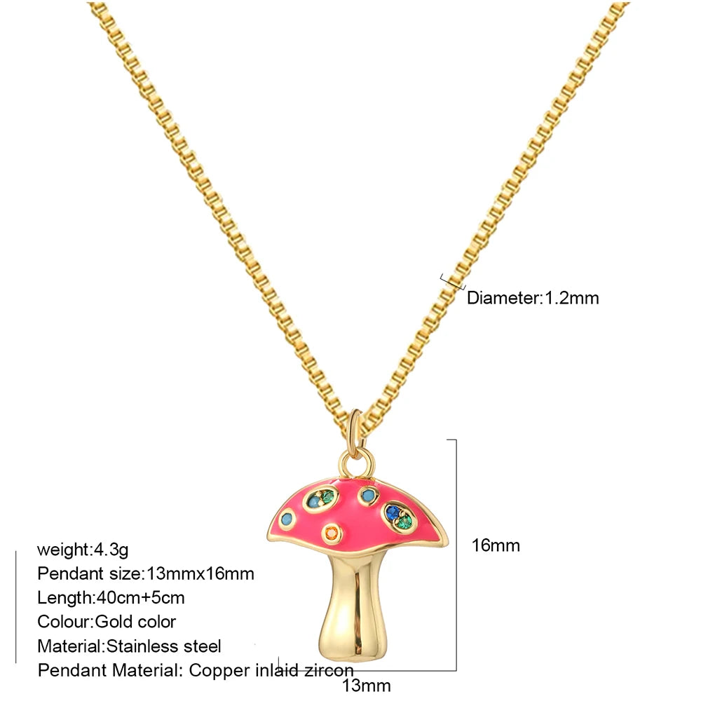 Bohemian Necklace For Women Enamel Fruit Gold Color Cherry Butterfly Pendant For Summer Beach High Quality Jewelry