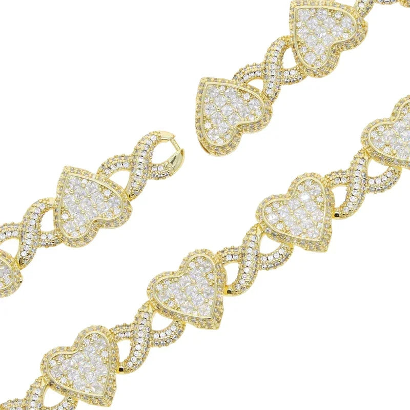 Cuban Chain Necklace Heart Pendant