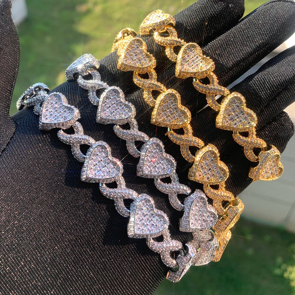 Cuban Chain Necklace Heart Pendant