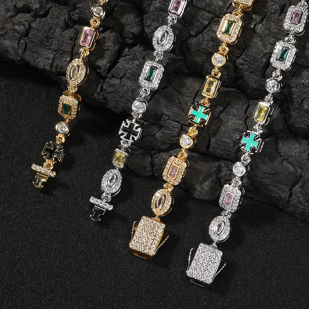 Colorful Cross and Gemstone Necklace