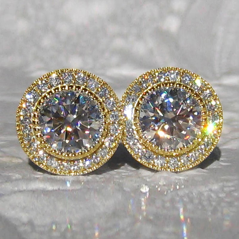 Glaceelaine Small Round Stud Earrings with Shiny Cubic Zirconia