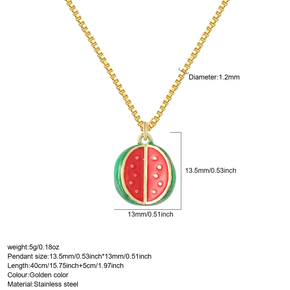 Bohemian Necklace For Women Enamel Fruit Gold Color Cherry Butterfly Pendant For Summer Beach High Quality Jewelry