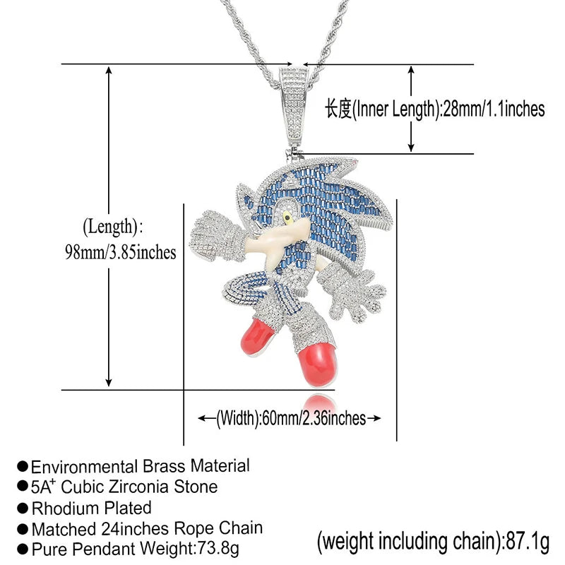 Cartoon Character Pendant Necklace sonic