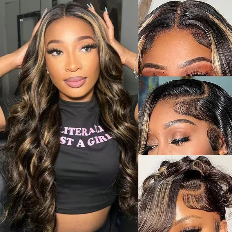 13x6 Balayage Highlight Ombre Body Wave Lace Front Wig