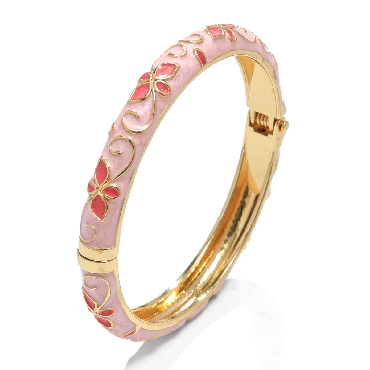 New Enamel Floral Bangle Bracelets Women's Colorful Dripping Oil Open Design Vintage Style Bracelets Daily Wear Jewelry Gifting