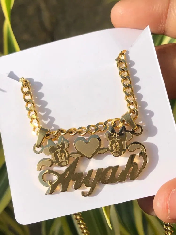 Custom TBird  Name Pendant Gold Nameplate Necklace