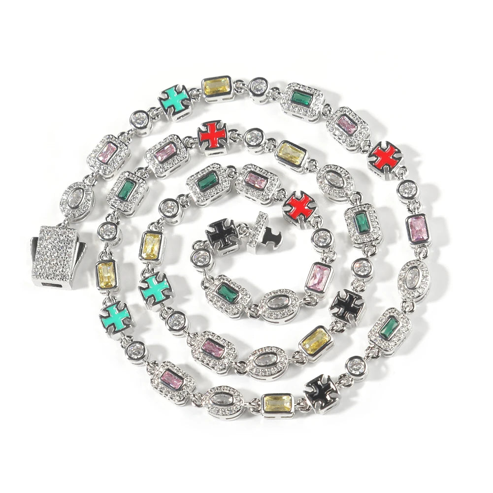 Colorful Cross and Gemstone Necklace