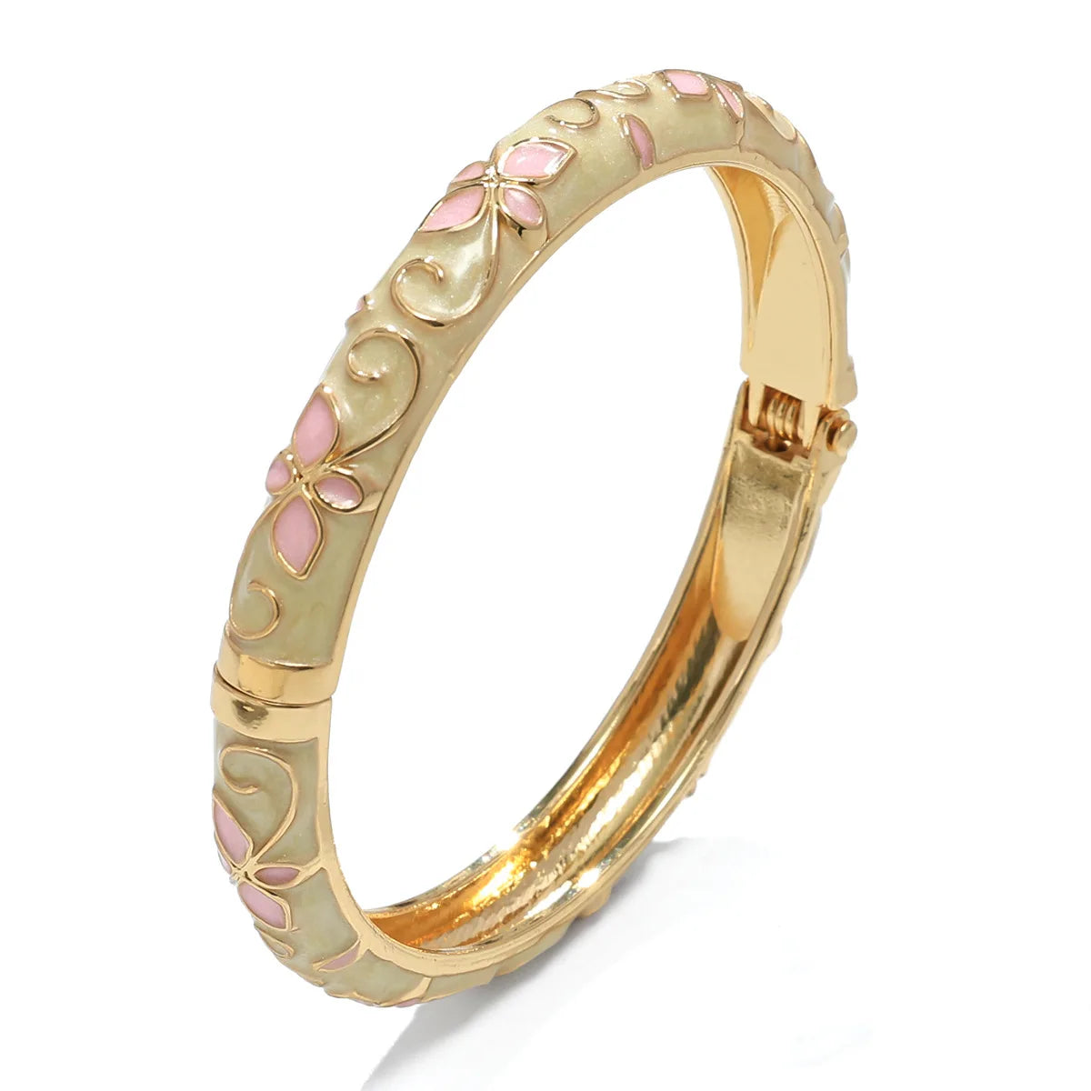 New Enamel Floral Bangle Bracelets Women's Colorful Dripping Oil Open Design Vintage Style Bracelets Daily Wear Jewelry Gifting