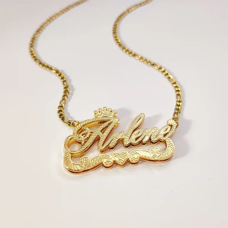 2025 Customized Name 3D Nameplate Necklace Personalized Letter Double layer Nameplate Jewelry Mother's Day Jewelry Gifts
