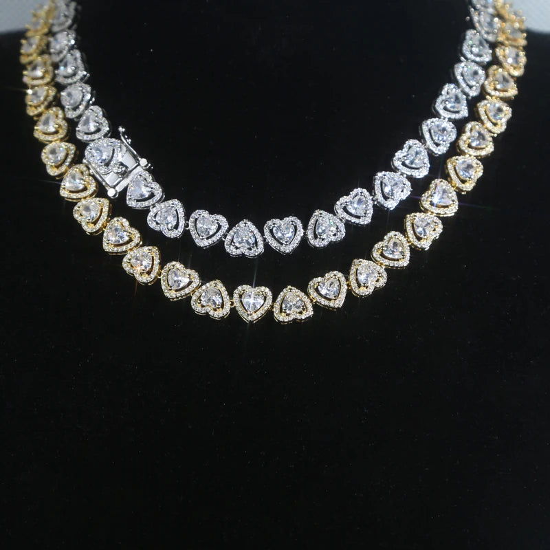 Heart Cluster Tennis Chain Choker Necklace