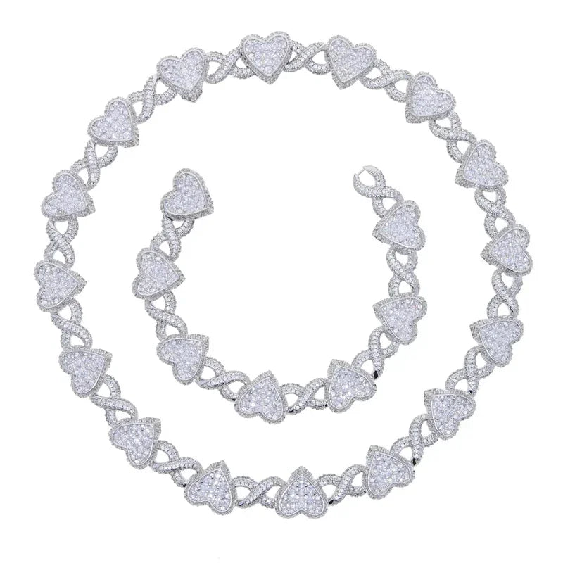 Cuban Chain Necklace Heart Pendant