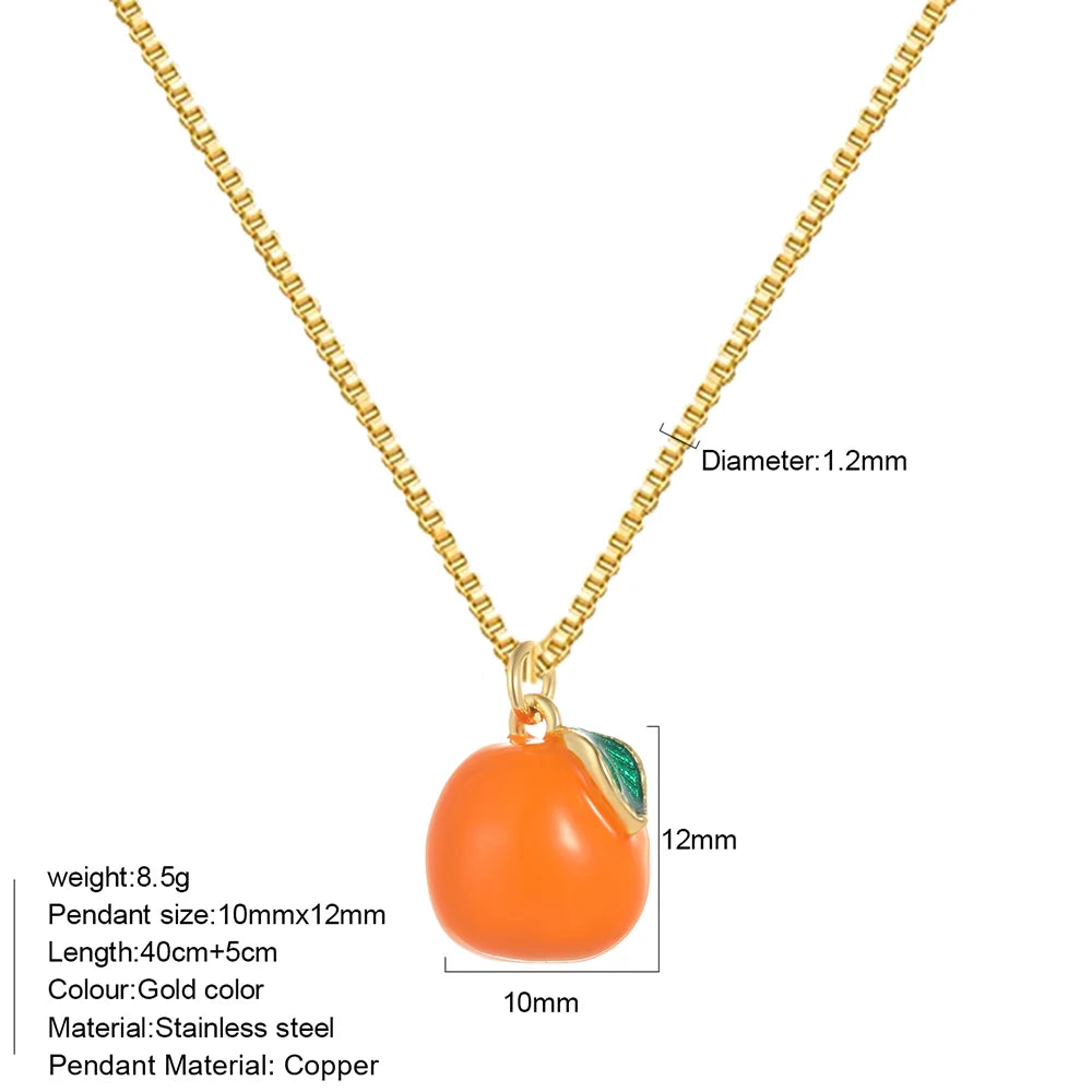 Bohemian Necklace For Women Enamel Fruit Gold Color Cherry Butterfly Pendant For Summer Beach High Quality Jewelry