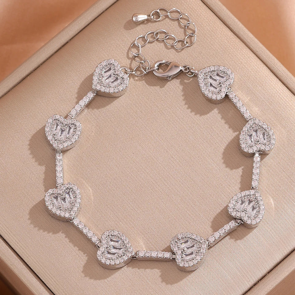 3/1pc gold Heart Bracelet Set Luxurious Sparkling Unisex Stackable Jewelry