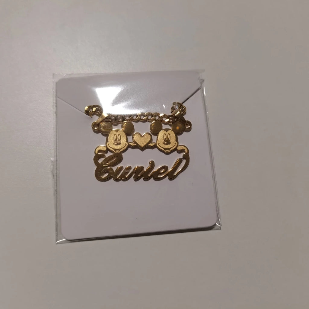 Custom TBird  Name Pendant Gold Nameplate Necklace