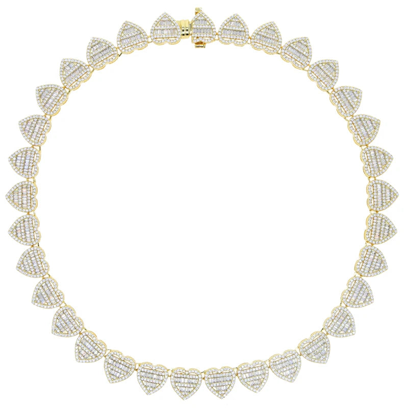 Iced Out Bling Fashion Women Jewelry Micro Pave Round Rectangle Cubic Zirconia 5A CZ Heart Cluster Choker Necklace