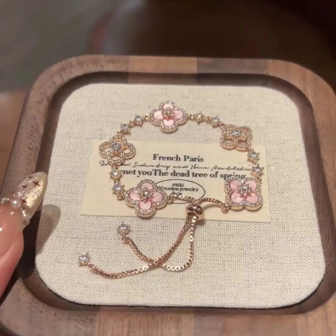 Sweet pink flower bracelet, flower bracelet, friend's birthday gift
