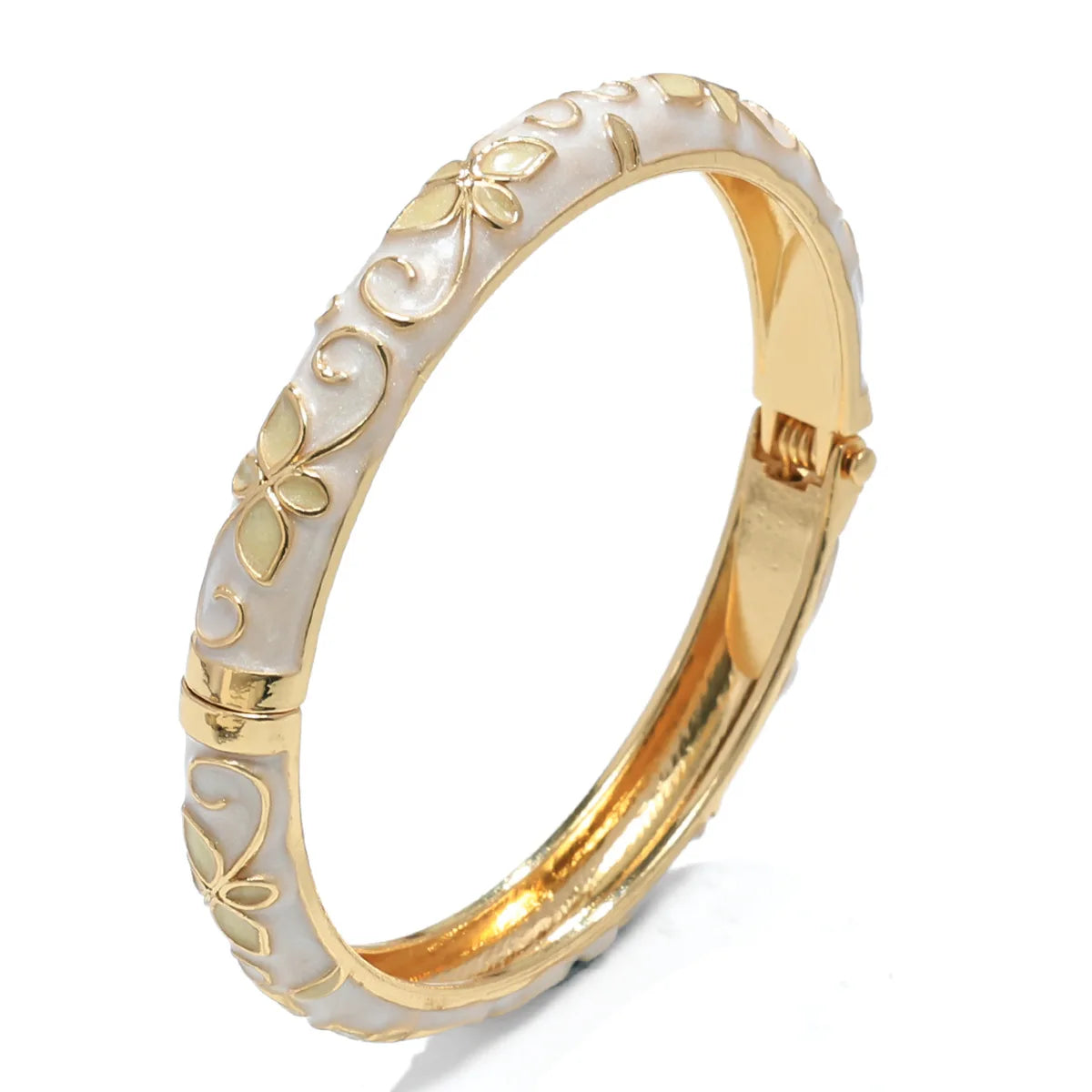 New Enamel Floral Bangle Bracelets Women's Colorful Dripping Oil Open Design Vintage Style Bracelets Daily Wear Jewelry Gifting