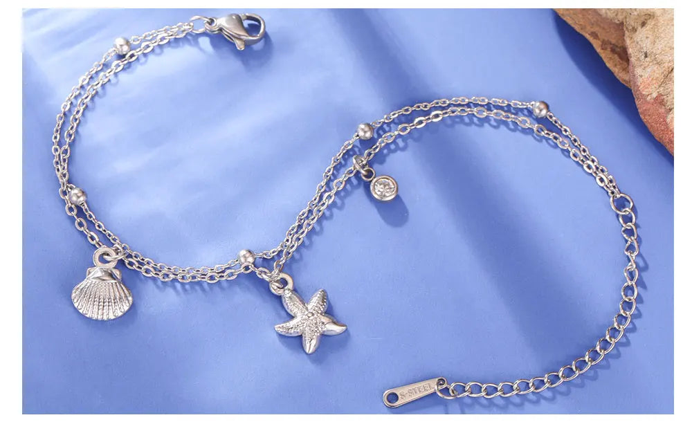 Cazador Starfish Seashell Charms Women's Bracelet Stainless Steel Summer Beach Jewelry Hand Bracelet Gift Trend 2025 Wholesale