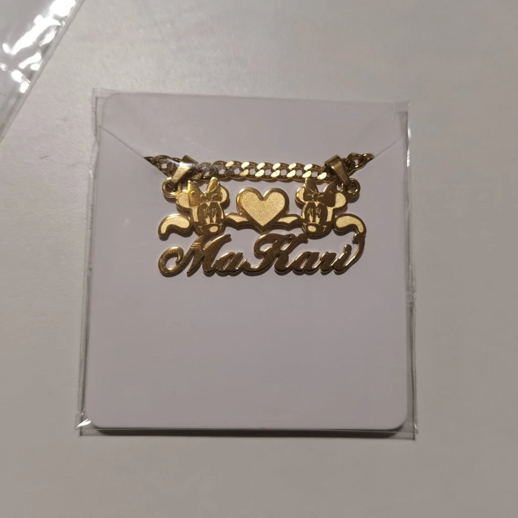 Custom TBird  Name Pendant Gold Nameplate Necklace