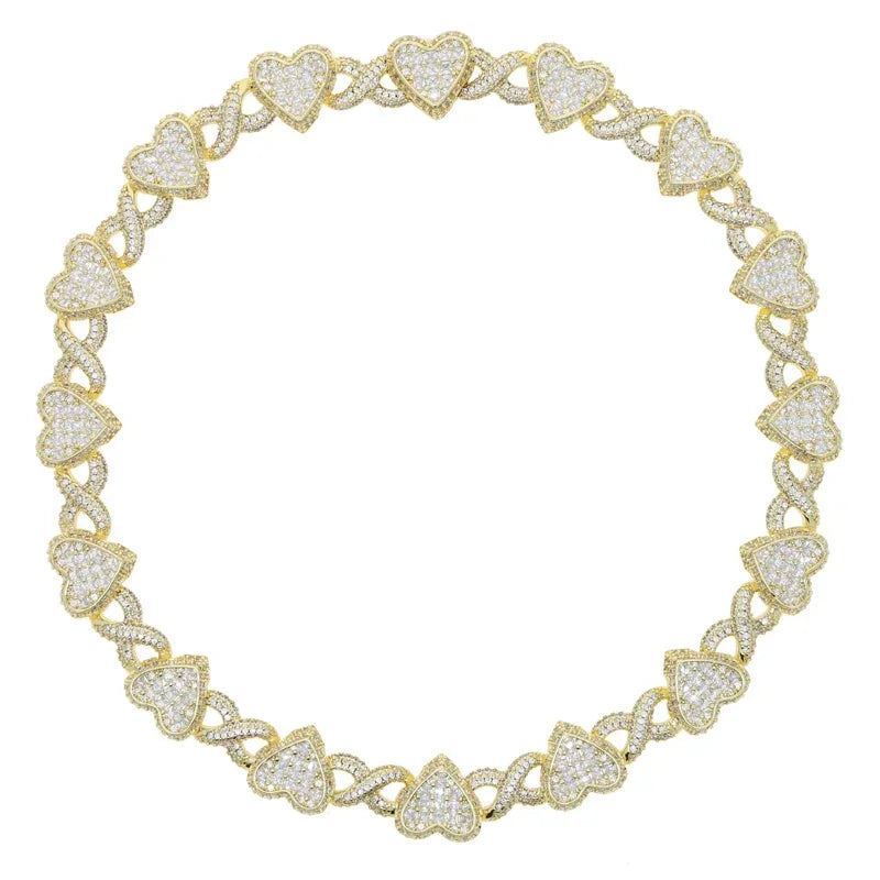 Cuban Chain Necklace Heart Pendant