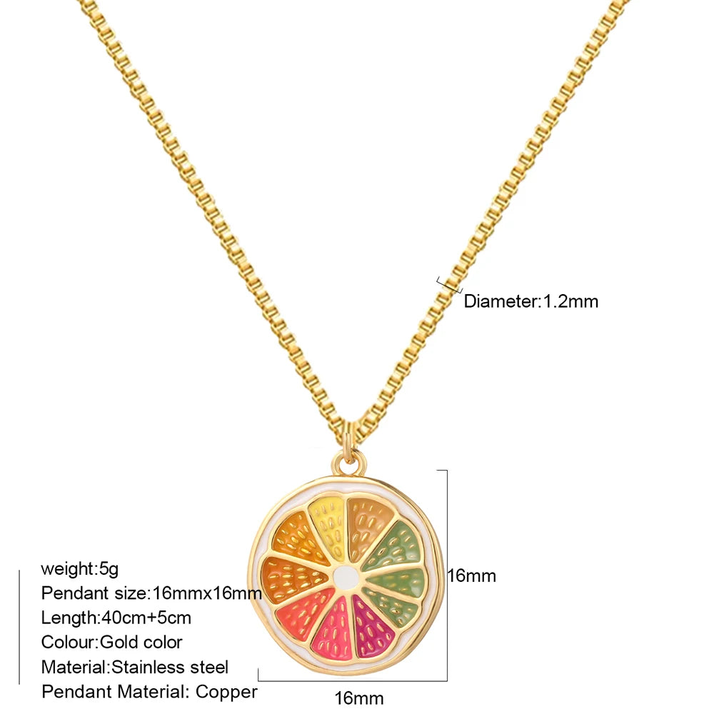 Bohemian Necklace For Women Enamel Fruit Gold Color Cherry Butterfly Pendant For Summer Beach High Quality Jewelry