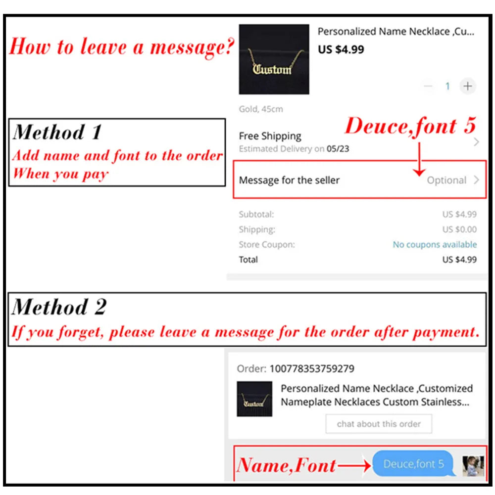 Custom Name Necklace 18K Gold Two Tone Gold Personalized Jewelry Stainless Steel Necklaces Double Plate 3D Nameplate Gift