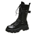 Spring Motorcycle Boots Women's Cosplay High Boots Long Tube Leather Knight Boot Punk Gothic Classic Black High Heel Shoes