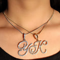 Initial Cursive Letters Pendant Necklace
