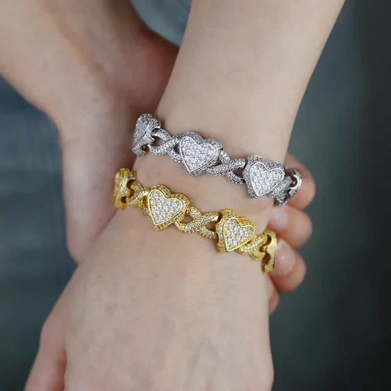 Cuban Chain Necklace Heart Pendant