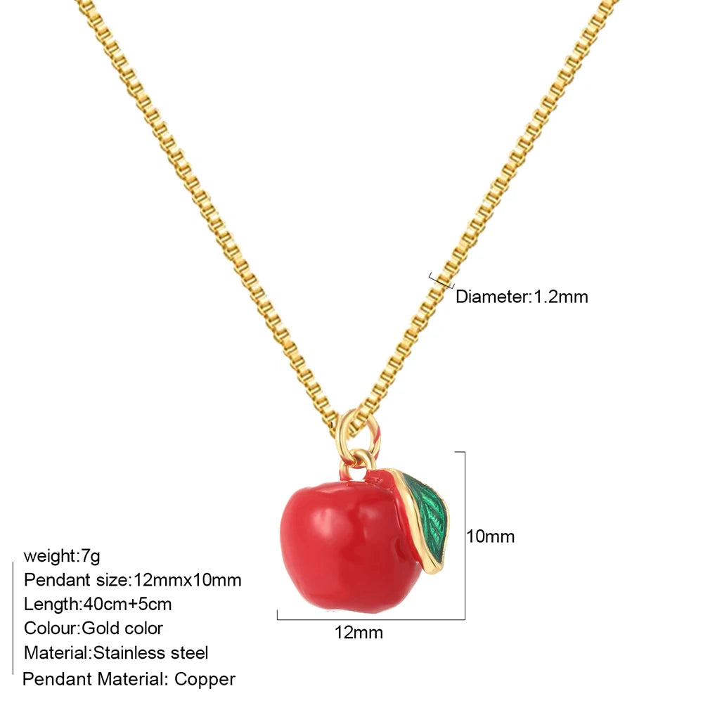 Bohemian Necklace For Women Enamel Fruit Gold Color Cherry Butterfly Pendant For Summer Beach High Quality Jewelry