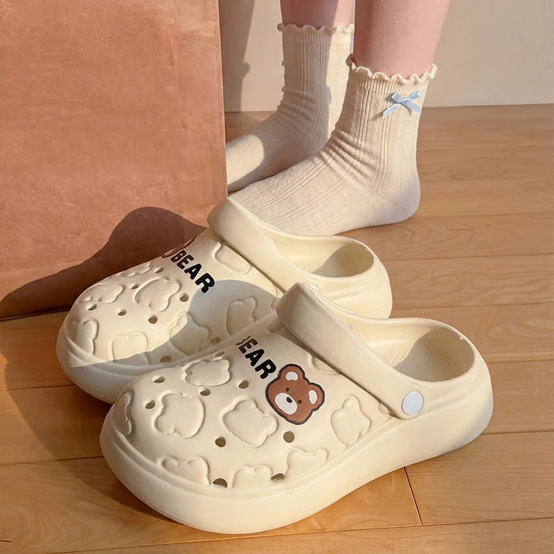 Women's Fashion Home Slippers Summer Thick Sole Soft EVA Garden Shoes for Women Hollow Out Non Slip Closed Toe Beach Sandals