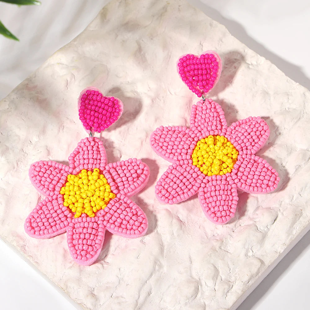 AENSOA Bohemian Starfish Lobster Conch Seed Bead Drop Earrings for Women Handmade Ocean Animal Earrings Summer Beach Jewelry