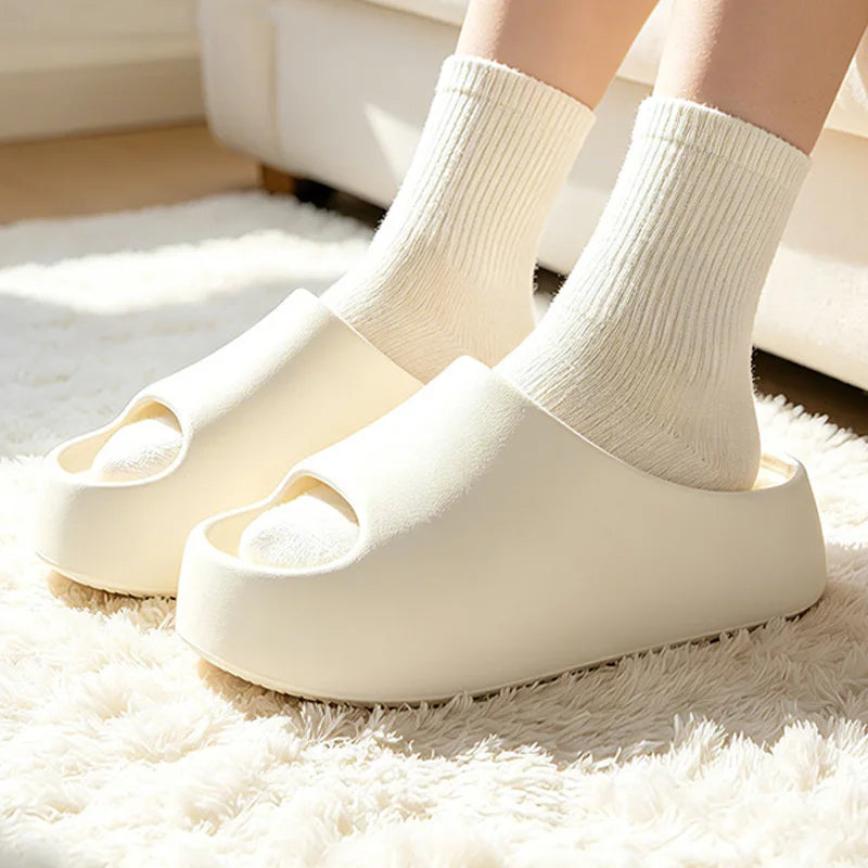 Fashion Women Slippers Summer Soft Thick Platform EVA Home Bathroom Shower Shoes Non-slip Indoor Outdoor Open Toe Beach Sandals